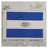 White Book with Blue Glitter Retirement Guest Book – Personalised A5 Keepsake