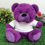 Personalised Purple Christening Bear with Printed Shirt – Faith Keepsake Gift