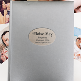 Baptism Silver Glamour Album 300 Photos with Personalised Plaque