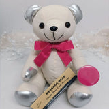 Signature Bear Silver Accents Baptism Personalised Badge