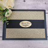 Personalised A5 Gold Glitter Black Band Wedding Guest Book