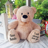 Valentines Day Zipper Bear with Message Recorder Heart Personalised on Feet