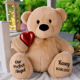 Zipper Bear 40cm with Red Urn Memorial Personalised Message on Feet