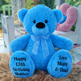 Bright Blue Bear 40cm – 13th Birthday Personalised on Feet