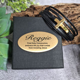 Holy Communion Gold Cross Stacked Bracelet Gift Box