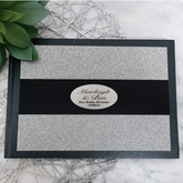 Baby Shower Personalised Black & Silver Glitter Guest Book with Custom Plaque