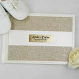 Personalised White Gold Glitter Guest Book A5 Baptism