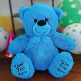 Bright Blue Bear 40cm Birthday Personalised Message on Feet