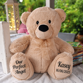 Zipper Bear 40cm Memorial Gift with Message on Feet