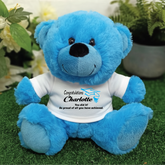 Personalised 23cm Bright Blue Graduation Teddy Bear