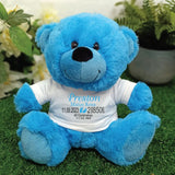 New Baby Birth Details – 23cm Bright Blue Personalised Teddy Bear