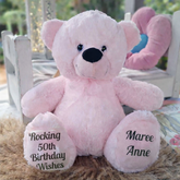 50th Birthday Light Pink Bear 30cm – Message on Feet