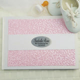Personalised White Pink Pebble Christening Guest Book with Custom Plaque