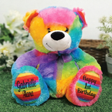 1st Birthday Rainbow Bear 30cm Personalised Message on Feet
