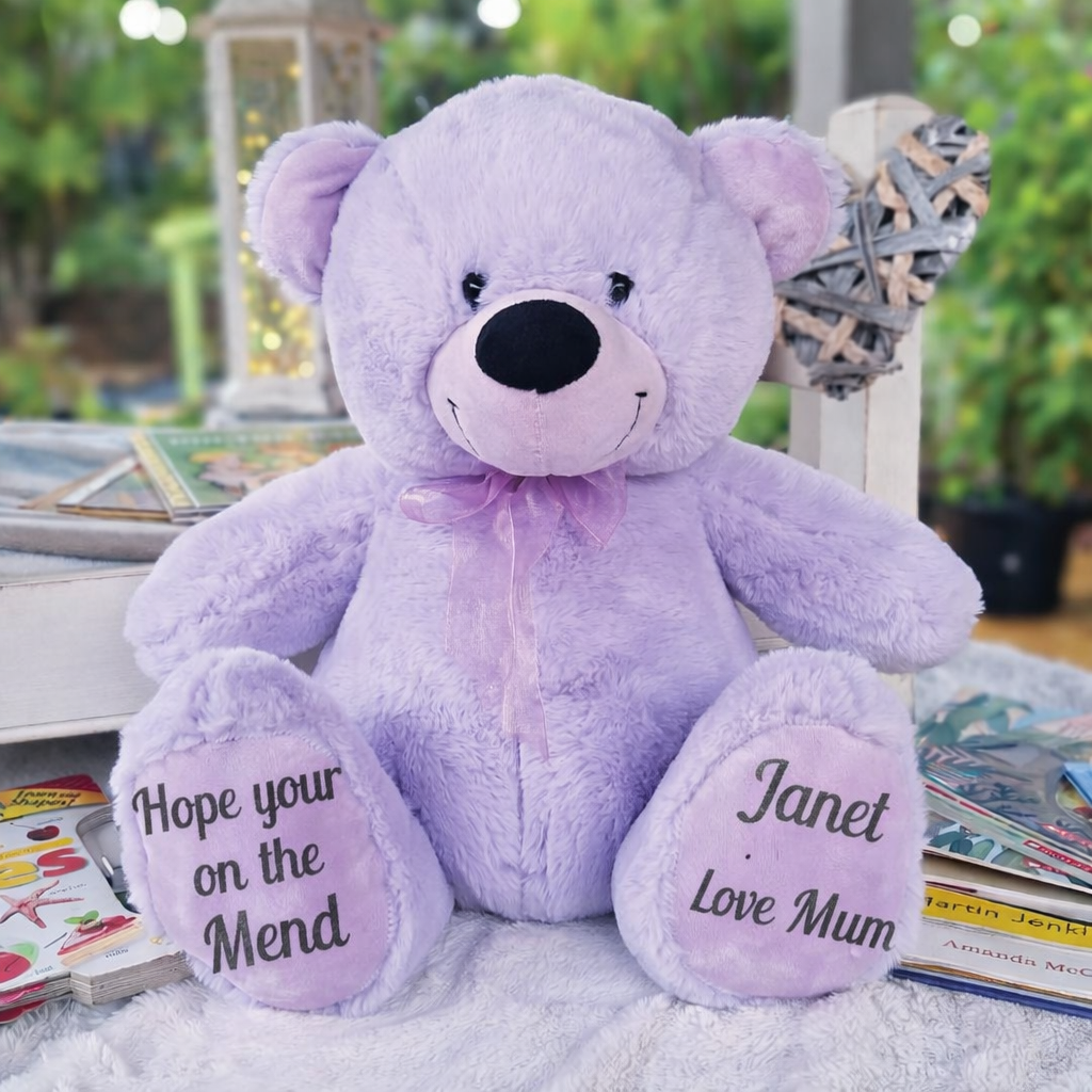 Lavender Bear 40cm Get Well Soon Personalised on Feet
