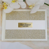 Personalised Guest Book White Gold Glitter A5 Memorial