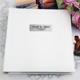 Elegant White Wedding Album – Personalised Plaque, Glamour Album Holds 200 Photos