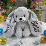 Easter 22cm Remi Silver Bunny Plush with Ear Message