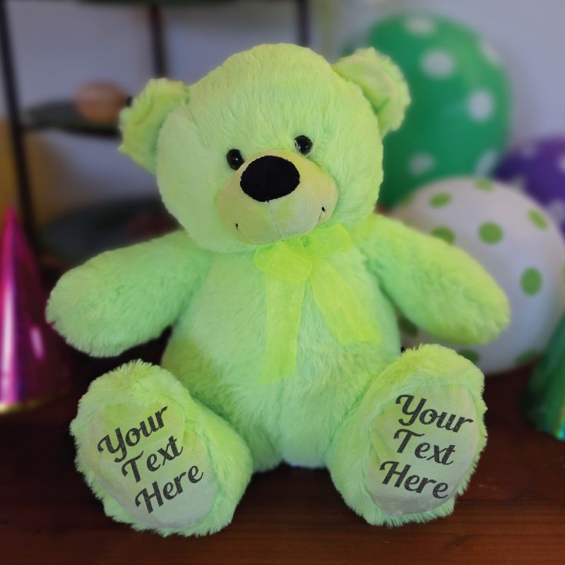 Lime Bear 30cm Custom Message Personalised on Feet