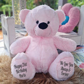 40cm Light Pink Bear – 21st Birthday Personalised Message on Feet