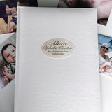 Christening Day Album White 300 Photo Album with Plaque