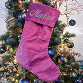 Christmas Stocking – Personalised Purple Velvet Classic Name Design