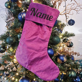 Christmas Stocking – Personalised Purple Velvet Classic Name Design