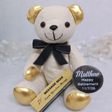 Retirement Signature Bear with Gold Accents/Black Bow and Badge Personalisation
