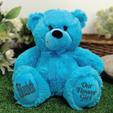 Bright Blue Bear 30cm Flower Girl Gift with Message on Feet