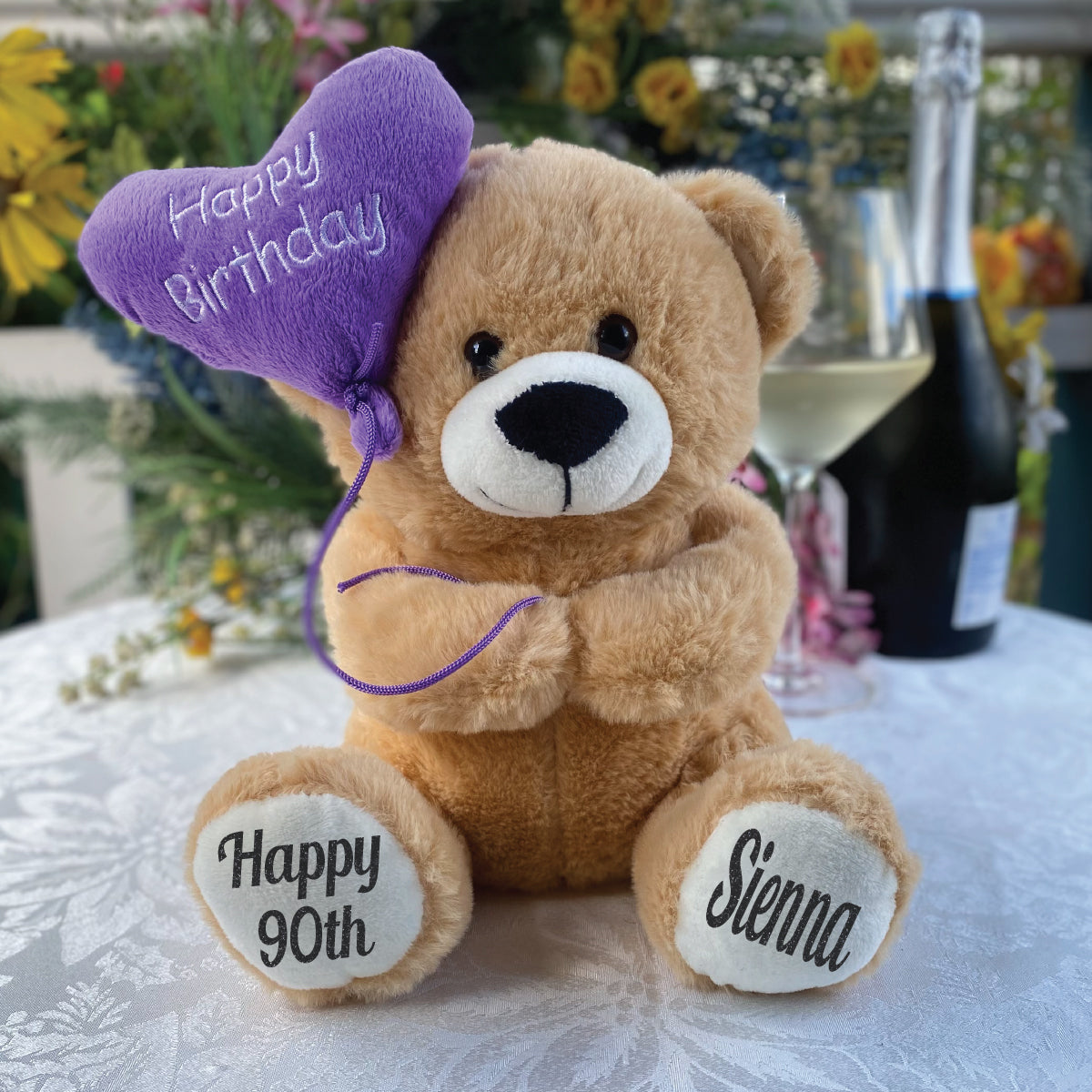 25cm Happy Birthday Balloon Bear – 90th Birthday Message on Feet