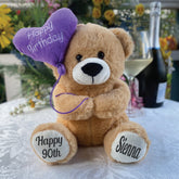 25cm Happy Birthday Balloon Bear – 90th Birthday Message on Feet