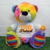 Rainbow Bear 30cm – 100th Birthday Message on Shirt