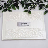 100th Birthday Personalised Cream Pebble Guest Book with Custom Plaque