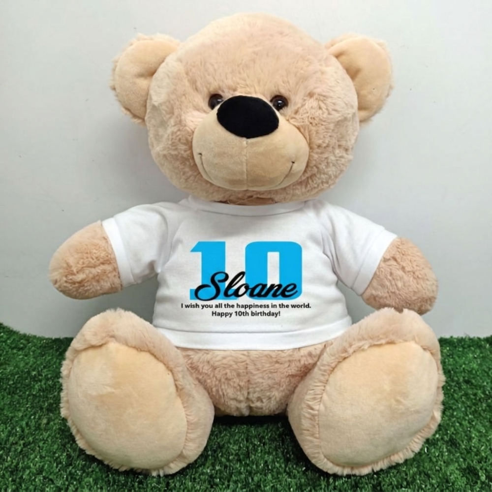 Personalised 40cm Beige Bear for 10th Birthday