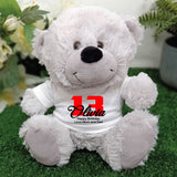 Silver Bear 23cm 13th Birthday Personalised Message on Shirt