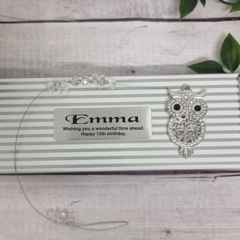 Personalised Owl Suncatcher 13th