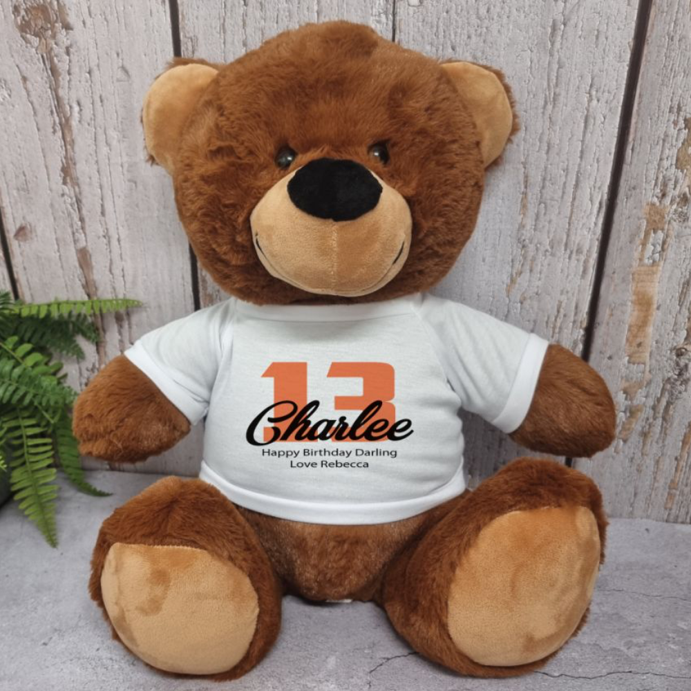 Brown Bear 40cm 10th Birthday Personalised Shirt