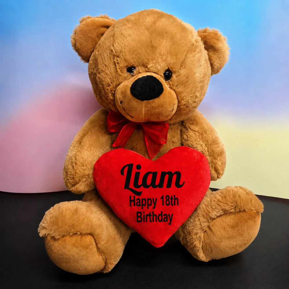 40cm Brown Bear 18th Birthday with Message on Heart