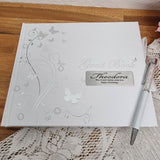 Personalised White Guest Book with Butterflies – 1st Birthday 22x19.5cm