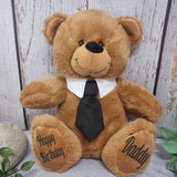 Brown Bear with Black Tie 30cm for Dad – Message on Feet