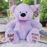 30cm Lavender Bear Baby Personalised Message on Feet