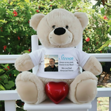 40cm Beige Zipper Bear with Red Urn Memorial Personalised Shirt