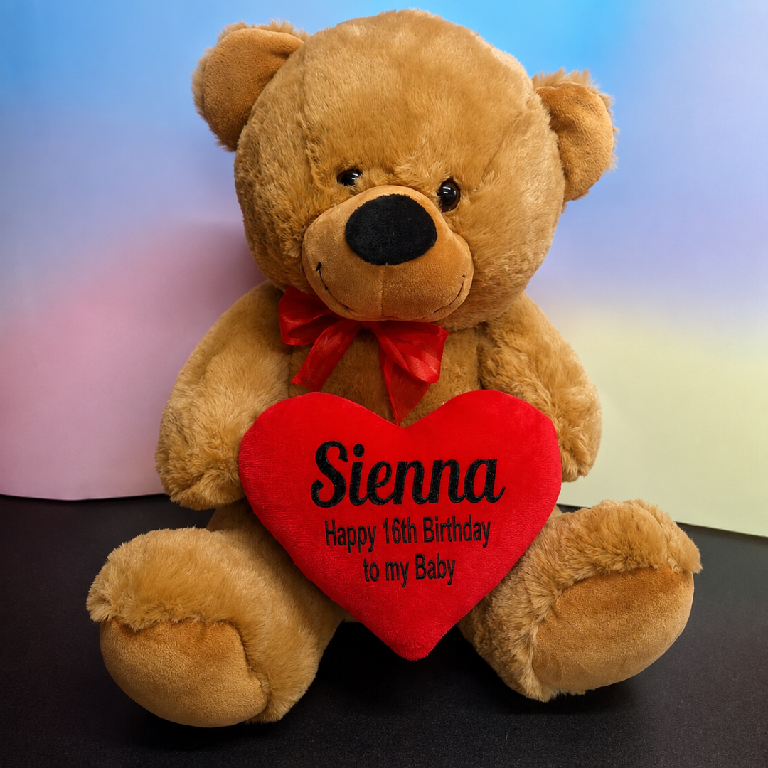 16th Birthday Brown Bear 40cm with Personalised Heart Message