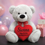 Silver Birthday Bear 40cm with Personalised Message on Heart