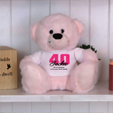 Personalised 40th Birthday Bear - Light Pink 23cm Bear