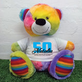 Rainbow Bear 30cm 50th Birthday Shirt Message