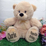 Beige Bear 40cm – 60th Birthday Personalised Message on Feet