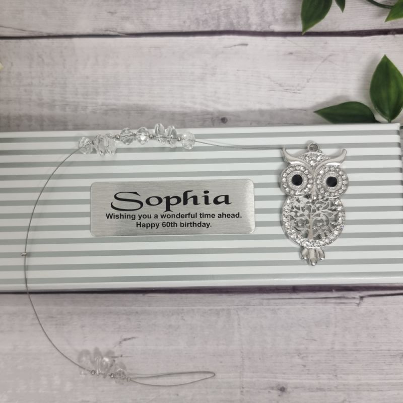Personalised Owl Suncatcher – 60th