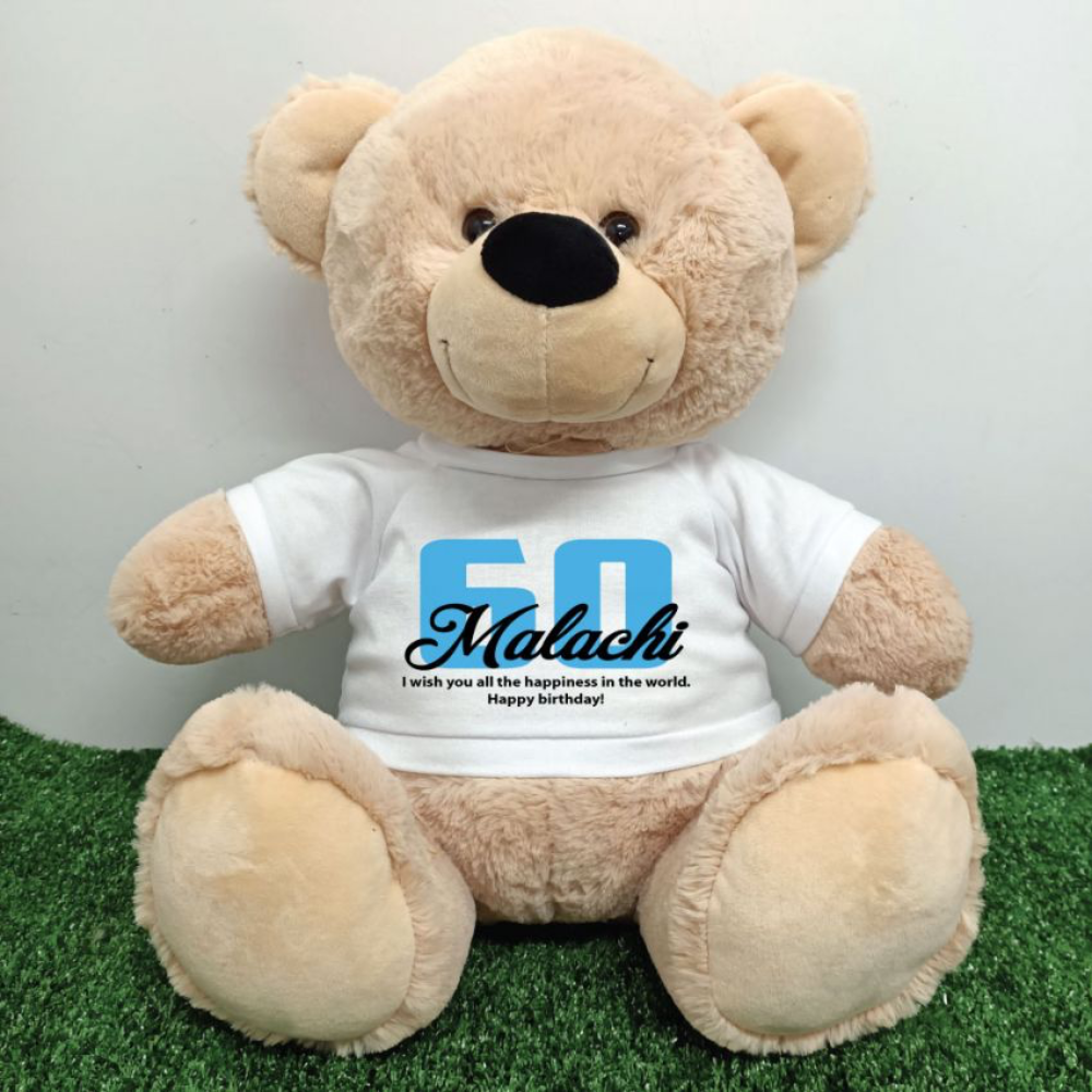 Beige Bear 30cm Personalised Shirt 60th Birthday