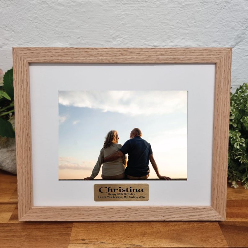 Personalised Natural Timber Photo Frame for 60th Birthday
